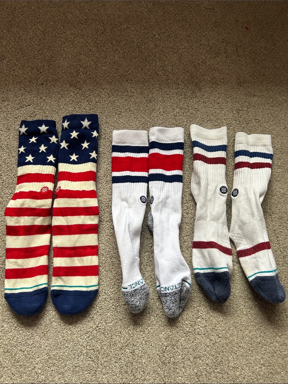Men’s Stance Crew Socks Icon 6-Pack - Americana - Size L